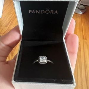 Pandora Square Sparkle Halo Ring